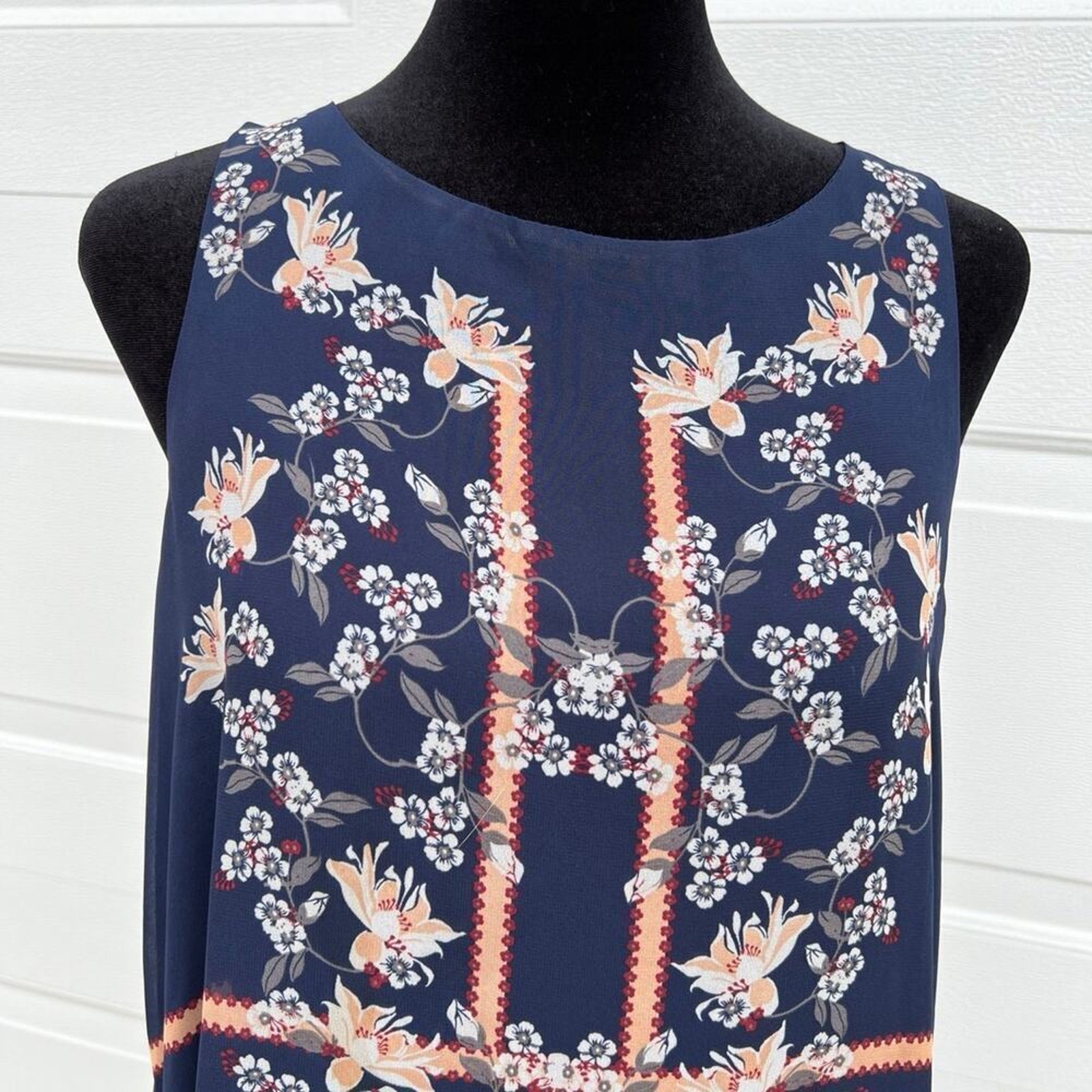 Max Studio Navy Floral Sleeveless Dress, Women's Size Xs — image 3 of 8